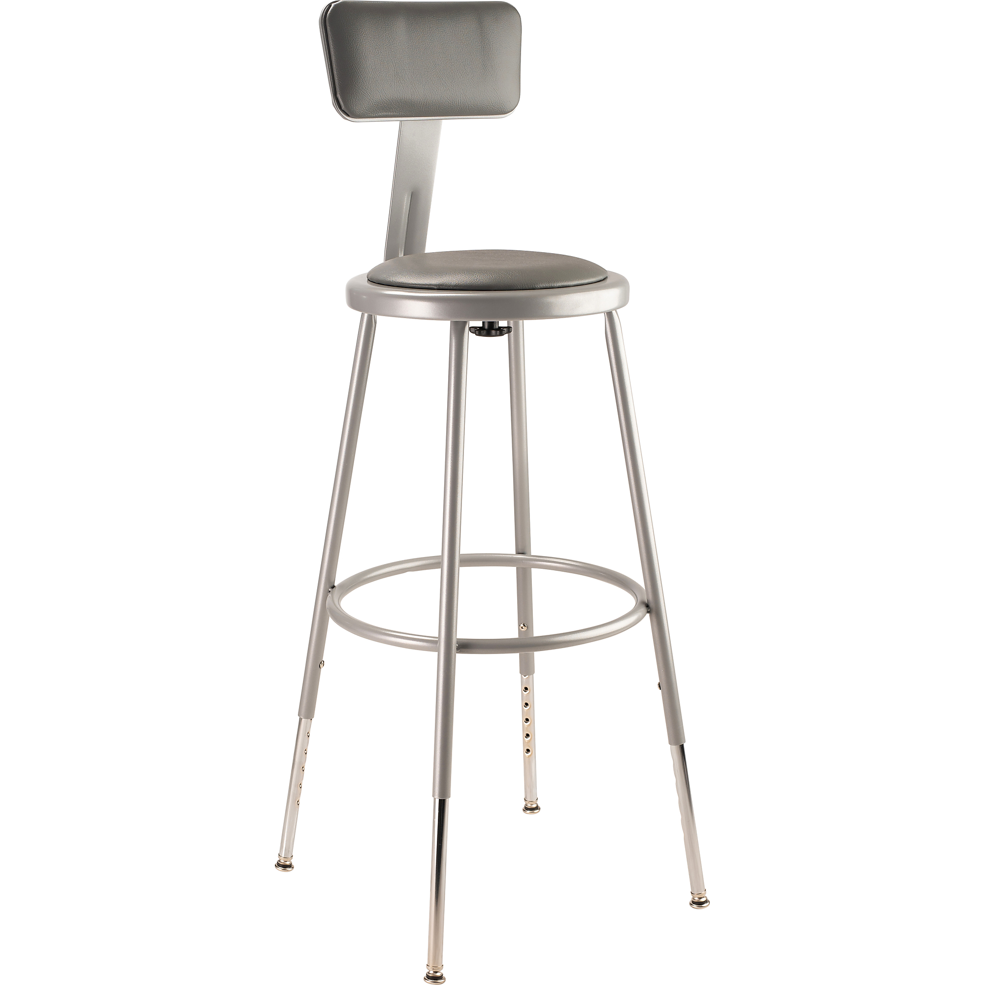 National Public Seating, 24.5 -32.5in.H Adjust Vinyl Steel Stool Backrest, Primary Color Gray, Included (qty.) 1, Seating Type Office Stool, Model# 6424HB